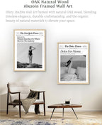 iHery Dolce Far Niente Framed Trendy NewsPaper Wall Art, Natural OAK Wood Large - Image 7