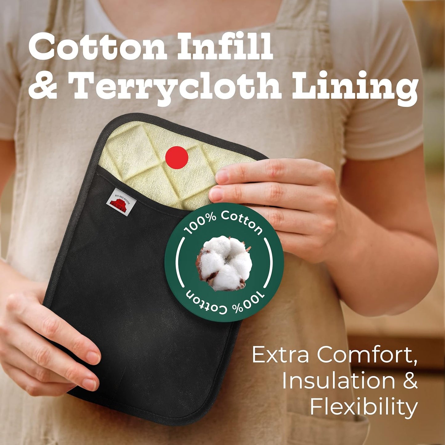 Big Red House - Silicone Pot Holders- Set of 2 Black- 10x3- Heat Resistant Kitchen Protectors for Hot Pans and Baking Professional Grade Cooking Mitts