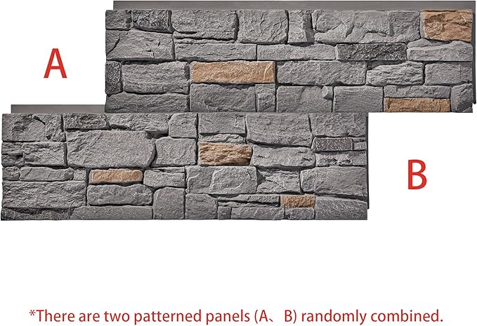 Faux Stone Wall Panels 2-Pack PU Stone Veneer Siding, Mortarless 46.25x12.88 - Image 2