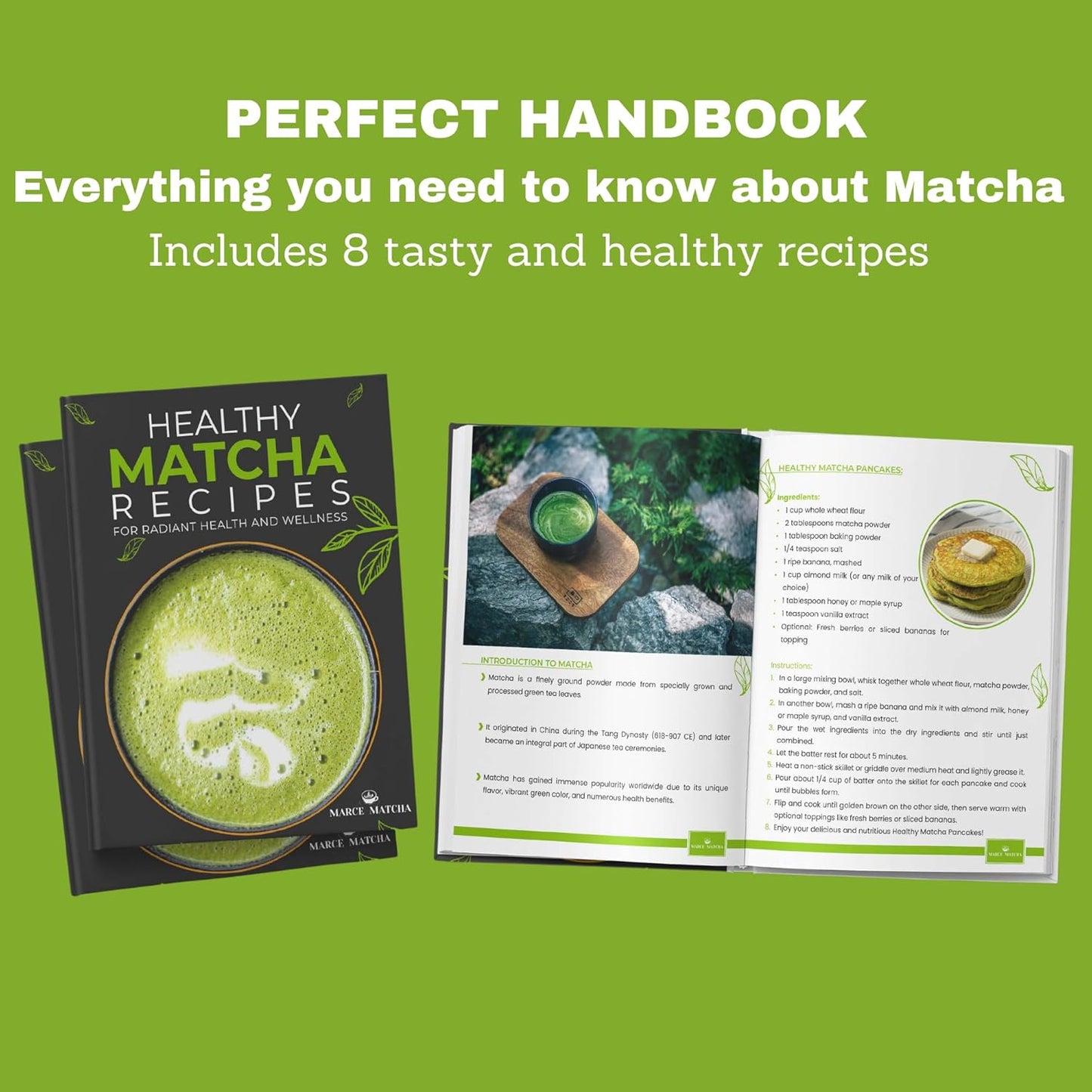 Marce Matcha Whisk Set- Matcha Set includes Matcha Bowl, Sifter, Holder and Scoop- The Perfect Bamboo Whisk for Matcha Tea (White)