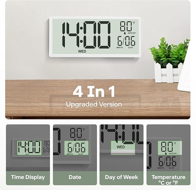 JALL 14.5" Large Digital Wall Clock Battery Operated - Image 5