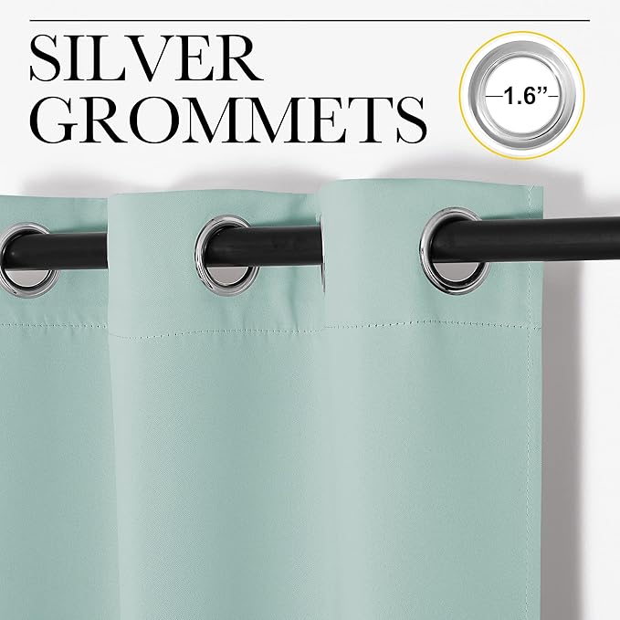NICETOWN Aqua Blue Blackout Curtains 86" Long - Image 3