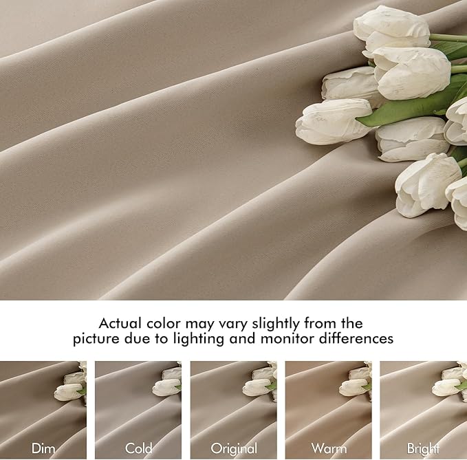 MIULEE Taupe Back Tab Blackout Curtains 84 Inch Length 2 Panels Set - Image 8