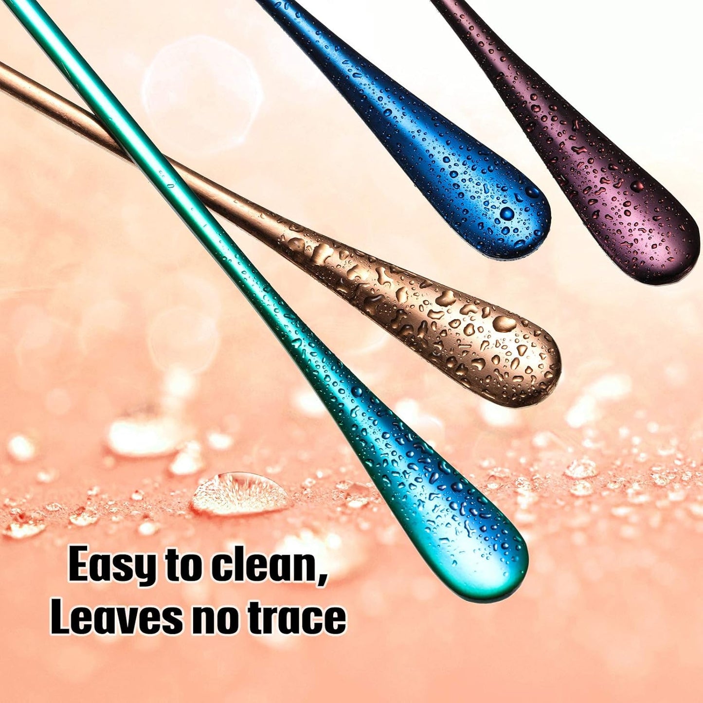 8 Pieces Long Handle Tea Spoon Stainless Steel Coffee Mixing Spoons Teaspoon for Mixing, Cocktail Stirring, Coffee, Milkshake, Cold Drink, 7.48 Inch (Round Style)