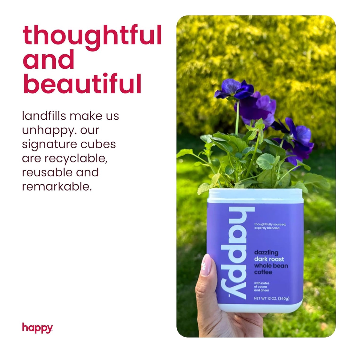 happy coffee medium roast coffee pods, 22 count, notes of chocolate & confidence, compatible with most K-cup brewers, rainforest alliance certified