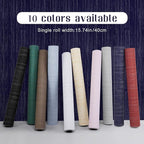 Navy Blue Grasscloth Peel and Stick Wallpaper Texture Contact Paper 23.6"x480" - Image 2