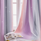 XiDi Curtains for Bedroom Decor, Rainbow GreyPinkPu-34-90 - Image 4