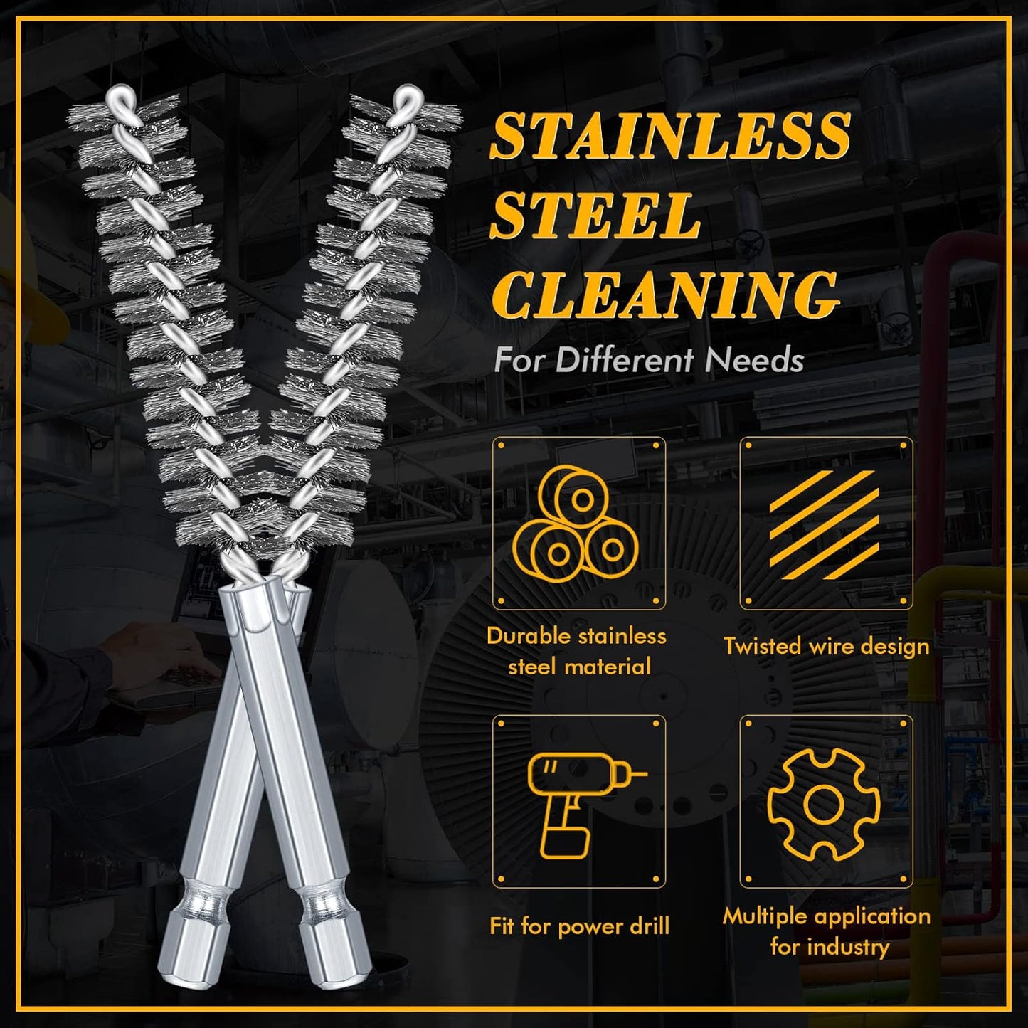 24 Pieces Bore Brush for Drill Wire Bore Brush Set Wire Cleaning Set Stainless Steel Cleaning for Power Drill Impact Driver (Stainless Steel)