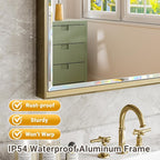 48 x 36 Gold Bathroom Mirror, Brushed Gold Beveled Bathroom Mirror, - Image 4