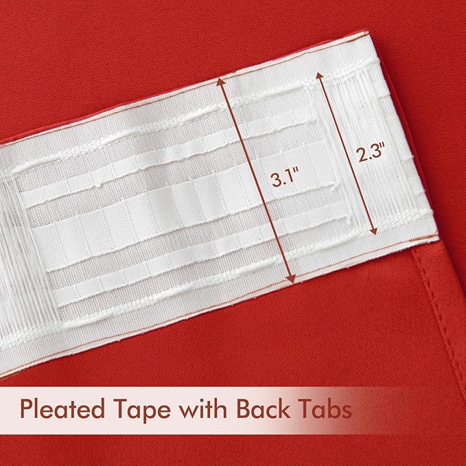 MIULEE Christmas Red Back Tab Blackout Curtains 108 Inch Long 2 Panels Set - Image 4