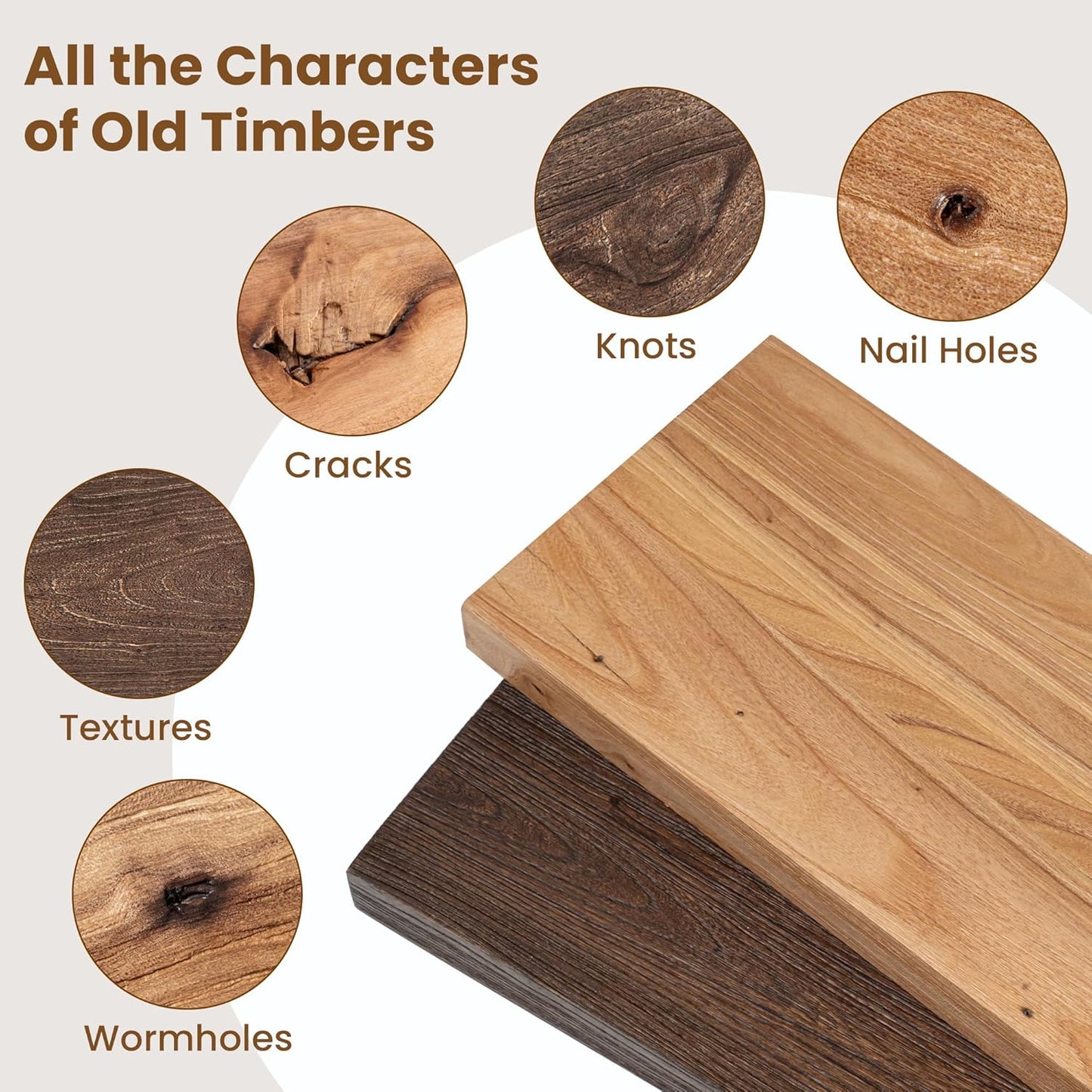 Floating Shelves for Wall Decor, 8 Inch Deep Rustic Solid Elm Wood Floating Shelves Wall Mounted, Wall Shelves with Invisible Bracket for Living Room Bathroom Bedroom Kitchen, 72 Inch Set of 1, Walnut