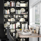 Laatse Dark Floral Wallpaper Peel and Stick Boho Wallpaper 17.5in x393in White - Image 3