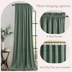 NICETOWN Green Velvet Curtains 96 inches Long 2 Panels - Image 4
