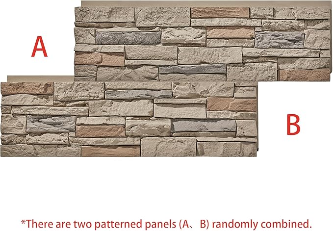 Faux Stone Wall Panels 2-Pack PU Stone Veneer Siding, Mortarless 46.25x12.88 - Image 5