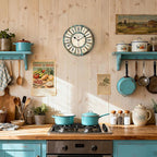 VIKMARI 14 Inch Wooden Wall Clock Battery Operated Retro Rustic Decorative Clock - Image 5