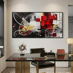 Extra Large Framed Red Black and White Abstract Wall Art - Image 6