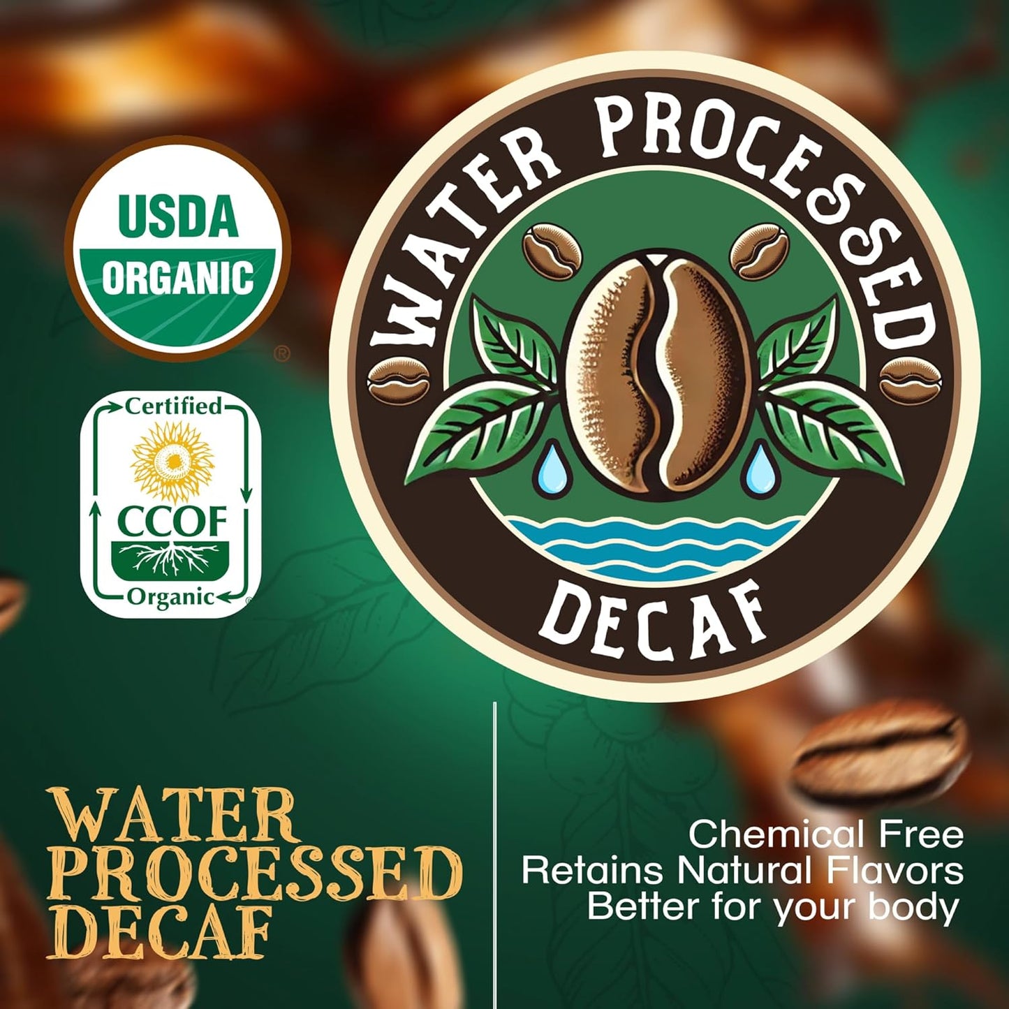 The Bean Organic Coffee Company Water Processed DECAF Chocolate Macadamia Nut, Medium Roast, Whole Bean Coffee, 5-Pound Bag