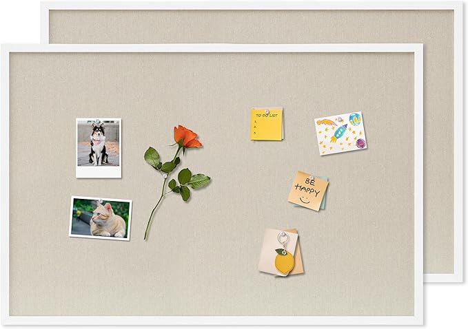 DAHAPYBOO Cork Board with Linen White 2Pack, Bulletin Board 36"x24" Hanging by DAHAPYBOO