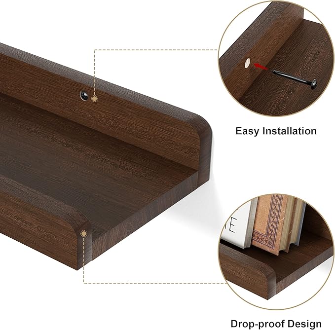 Love-KANKEI 36 Inch Long Floating Shelves Wall Mounted Set of 2, Large Wood - Image 6