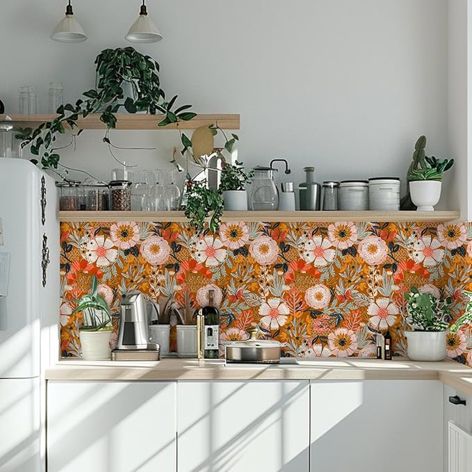 HAOKHOME Boho Peel and Stick Wallpaper Floral Wall Paper Removable - Image 6