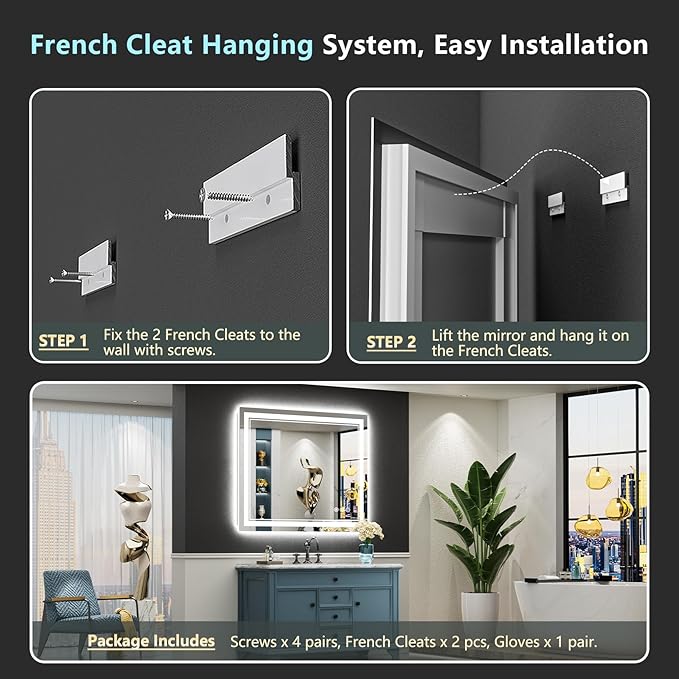 40x24 LED Bathroom Mirror with Lights, Backlit and Front Lit Anti-Fog Lighted - Image 9