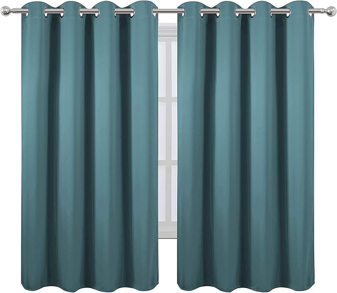 LEMOMO Sea Teal Thermal Blackout Curtains/52 x 63 Inch/Set of 2 Panels Room - Image 2