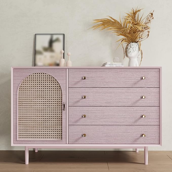 CRE8TIVE Pale Pink Grasscloth Peel and Stick Wallpaper - Image 5