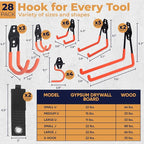 28 Pack Steel Heavy Duty Garage Hooks Storage Hooks - Image 2