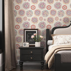 Boho Wallpaper Peel and Stick, Vintage Circle Floral Contact Paper, Abstact - Image 2