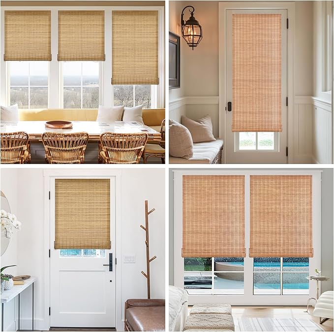 LazBlinds No Tools No Drill Bamboo Roller Shades, Custom Cordless Bamboo Blinds - Image 5