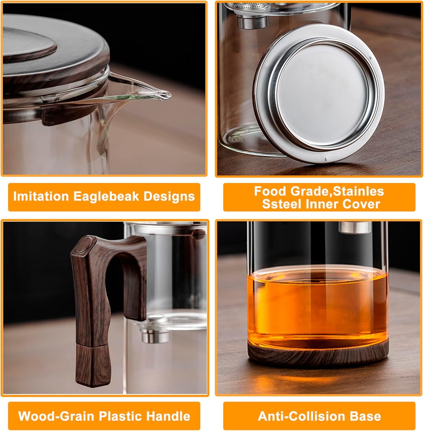 Enchanti Tea Pot - 750ml/25.4oz Magic Witchcraft Enchanted Glass Teapot with Strainer Loose Leaf Tea Innovative Water Separation Magnetic Teapot,Borosilicate Glass Tea Infuser Elegant Gift Packaging