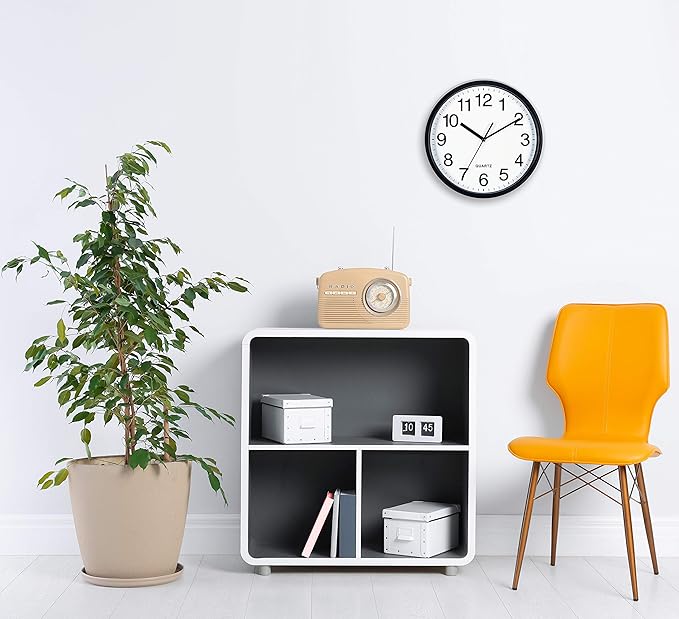 Bernhard Products Black Wall Clock, Large 13-Inch Silent Non Ticking Quartz - Image 5