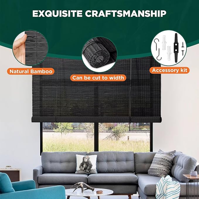 Bamboo Blinds for Interior Windows Bamboo Shades for Indoor Windows Roller - Image 3