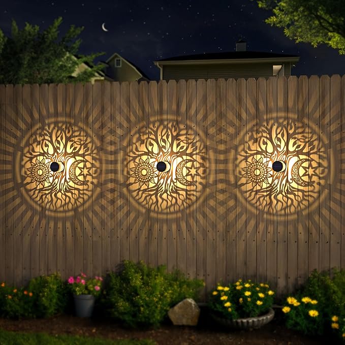 2 Pack Large Solar Fence Lights Metal Solar Powered Outdoor Wall Deck Step - Image 3