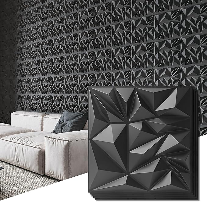 Art3d 33-Pack 3D Wall Panels for Interior Wall Decor, Modern Diamond Textured by Art3d