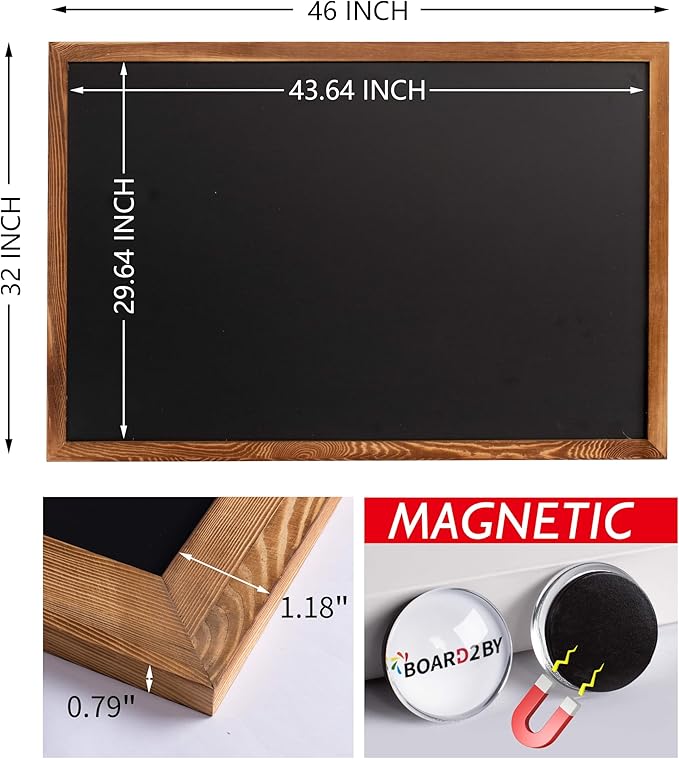 Magnetic Chalkboard Black Board 46 x 32, Extra Large Chalk Board Blackboard - Image 4