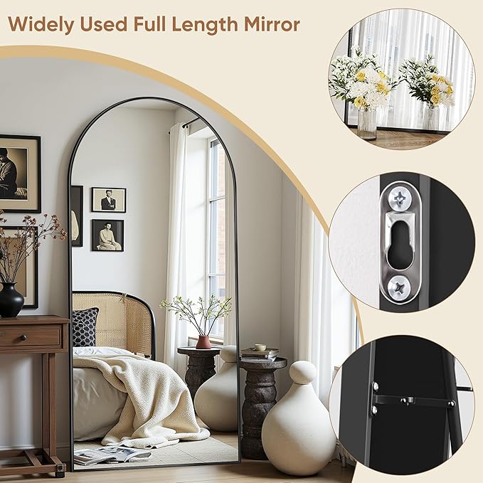 69"x28" Full Length Mirror, Arched Full Body Mirror, Standing Hanging or - Image 7