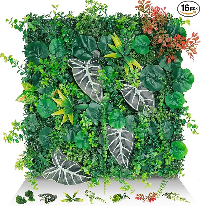 20"x20" Artificial Grass Wall Panels, Faux Boxwood Green Wall Decor by EverNature
