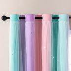 XiDi Curtains for Bedroom Decor, Rainbow Pink Purple Green 34/90/1 - Image 2