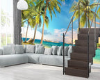 XMPMBM-Beach Palms Landscaping Fabric Wallpaper Tree Leaf Living Room Bedroom - Image 3