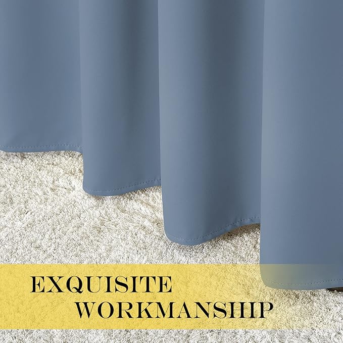 NICETOWN Blackout Stone Blue Curtains 63 inch Length - Image 6