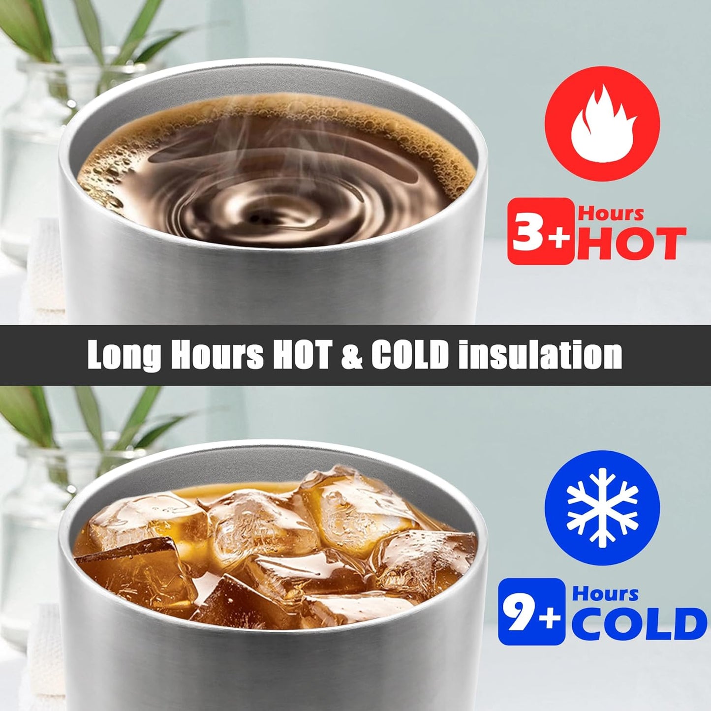 20 oz Tumbler Coffee Tavel Tumblers Bulk with Lid Stainless Steel Double Wall Vacuum Insulated Mug Powder Coated Cups fit Car Cupholder for Hot and Cold - Stainless Steel, 8Pack