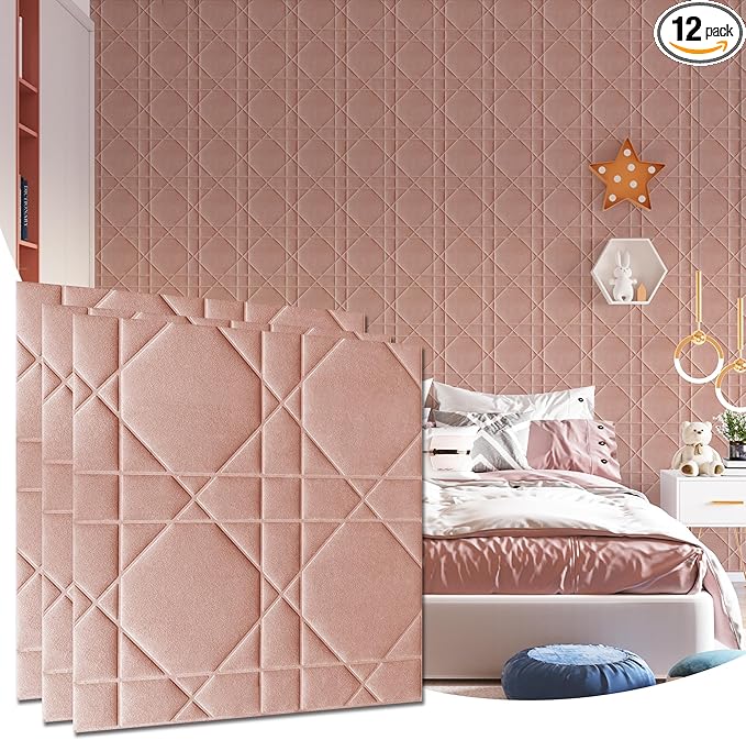 Velvet 3d wall panels for Interior wall Decor peel and stick, Soundproof by Unknown