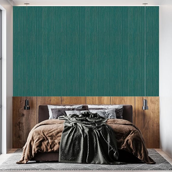 Teal Grasscloth Peel and Stick Wallpaper Texture Contact Paper 15.7" X 120" - Image 7