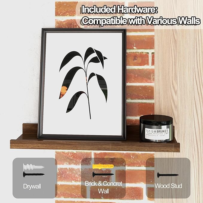 Floating Shelves for Wall Decor, Wall Mounted Wood Storage Shelf for Bedroom - Image 6