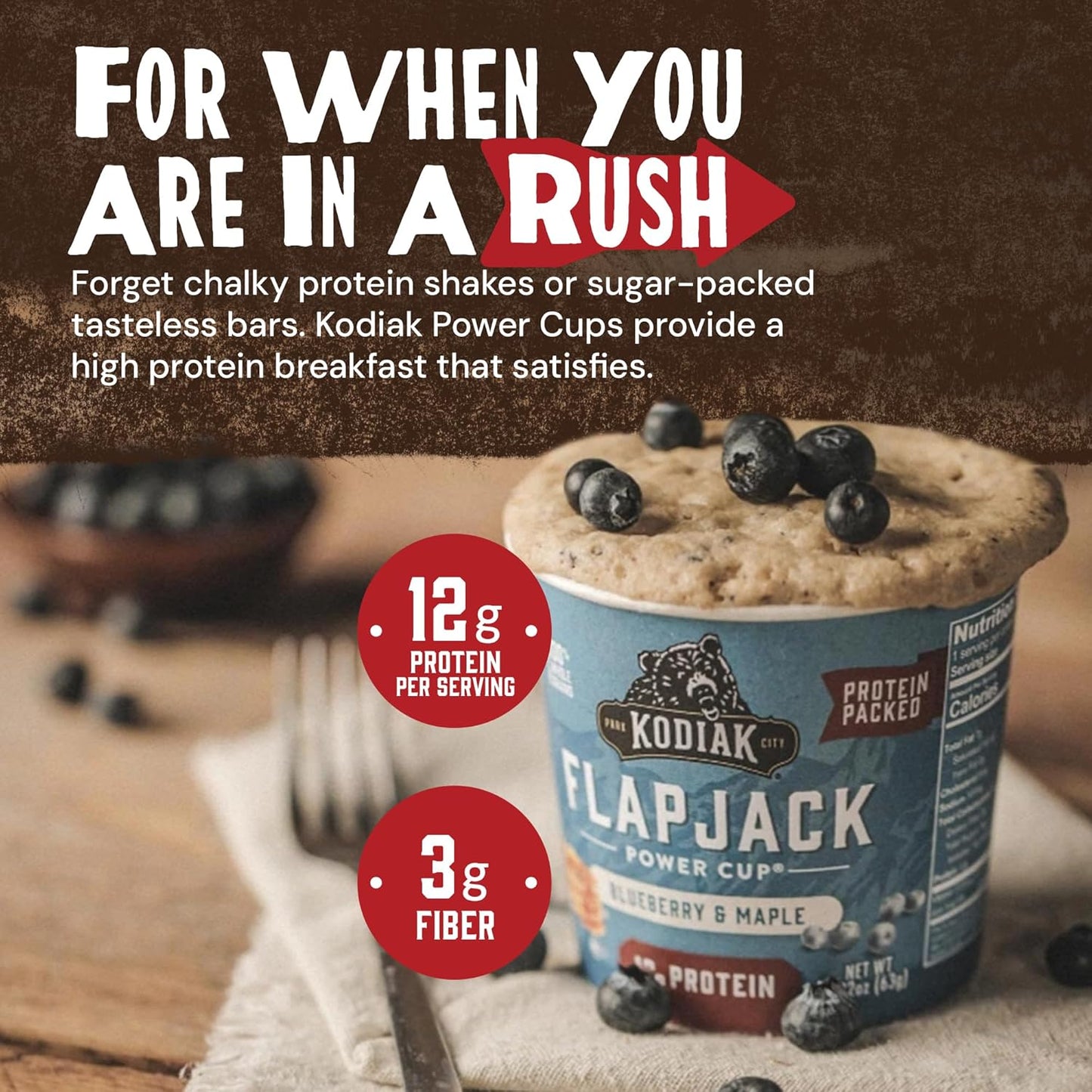 Kodiak Cakes Pancake On the Go, Blueberry and Maple, 2.16 Ounce (Pack of 12)