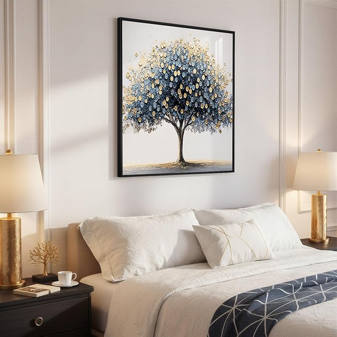 Framed Square Tree of Life Wall Art, Minimalist Elegant Luxury Abstract Tree - Image 4