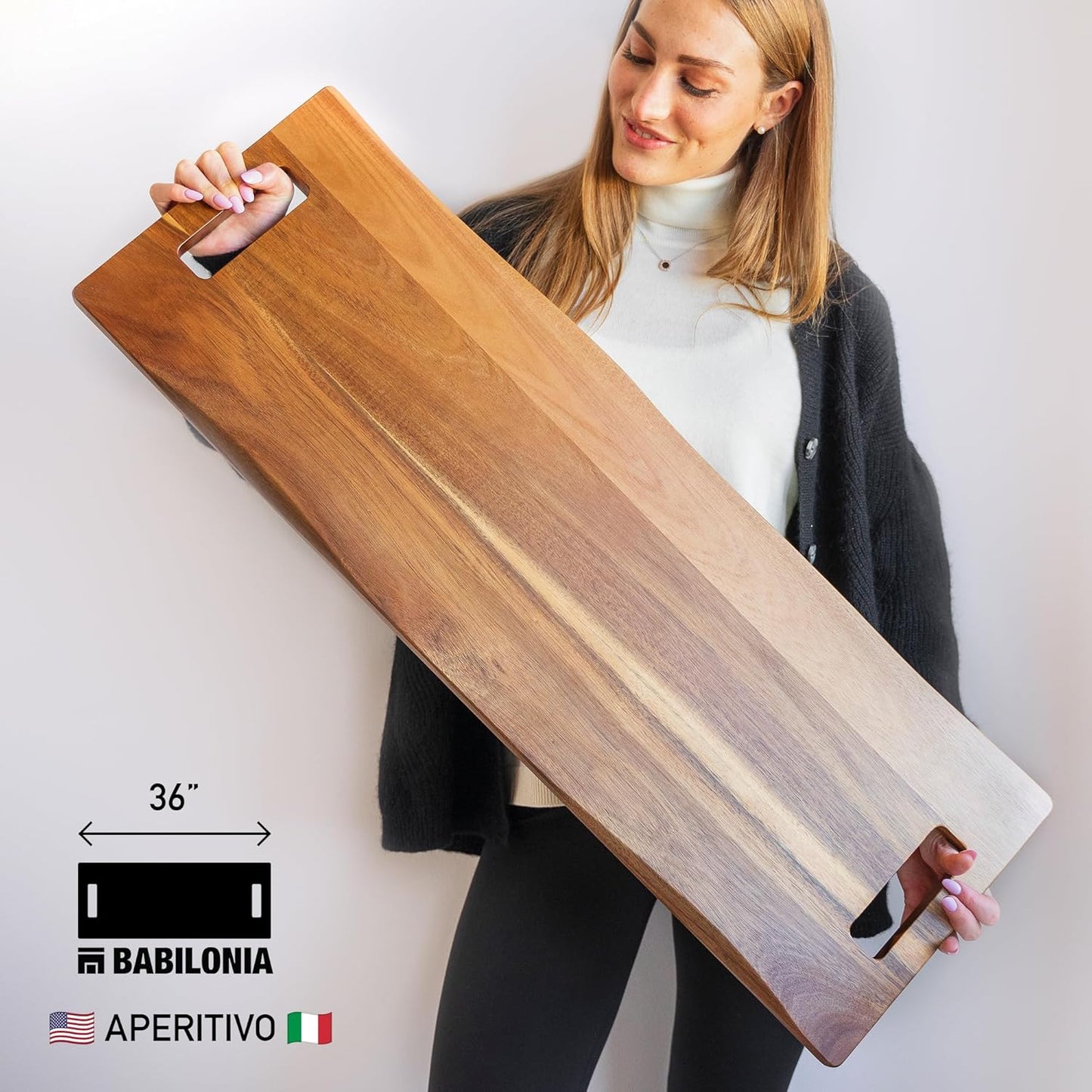 Extra Large Charcuterie Board 36 Inch Babilonia Premium Extralarge Serving Tray Acacia - Long Wood Charcuterie Board, Large Wooden Tray