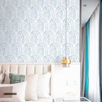 EeeComing Blue Peel and Stick Wallpaper Boho Wall Paper Peel and Stick Modern - Image 5
