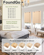 FoundGo Retro Bamboo Blinds 35" W x 72" H Bamboo Roman Shades Light Filtering - Image 2
